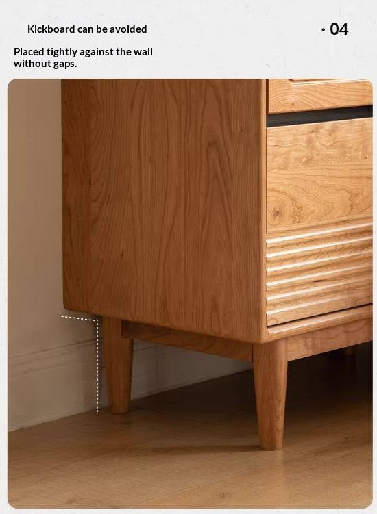 Cherry Solid Wood Retro Storage Side Cabinet.