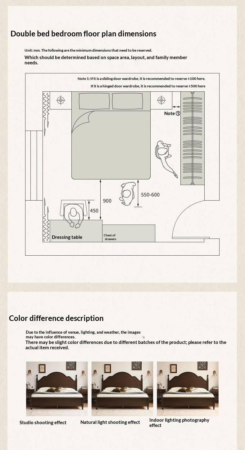 Poplar Solid Wood Box Bed — American Retro Vintage Style Off-the-Ground Box Bed