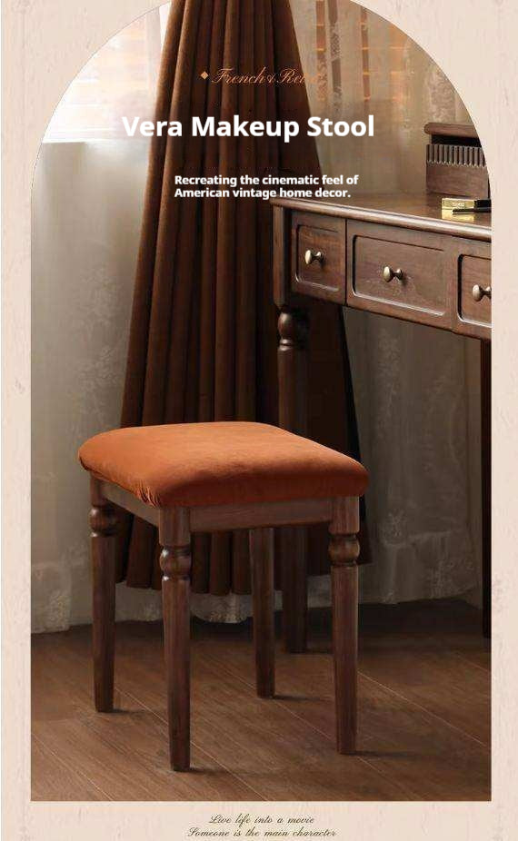 Black Walnut Solid Wood American Retro Makeup Stool