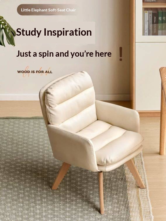 Beech Solid Wood Leather Soft Backrest Chair