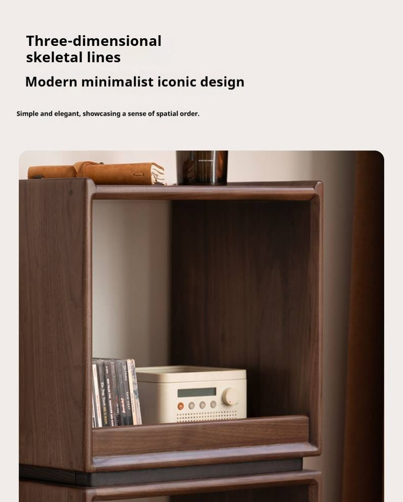 Black Walnut, Sandalwood Solid Wood Italian Light Luxury Bookshelf