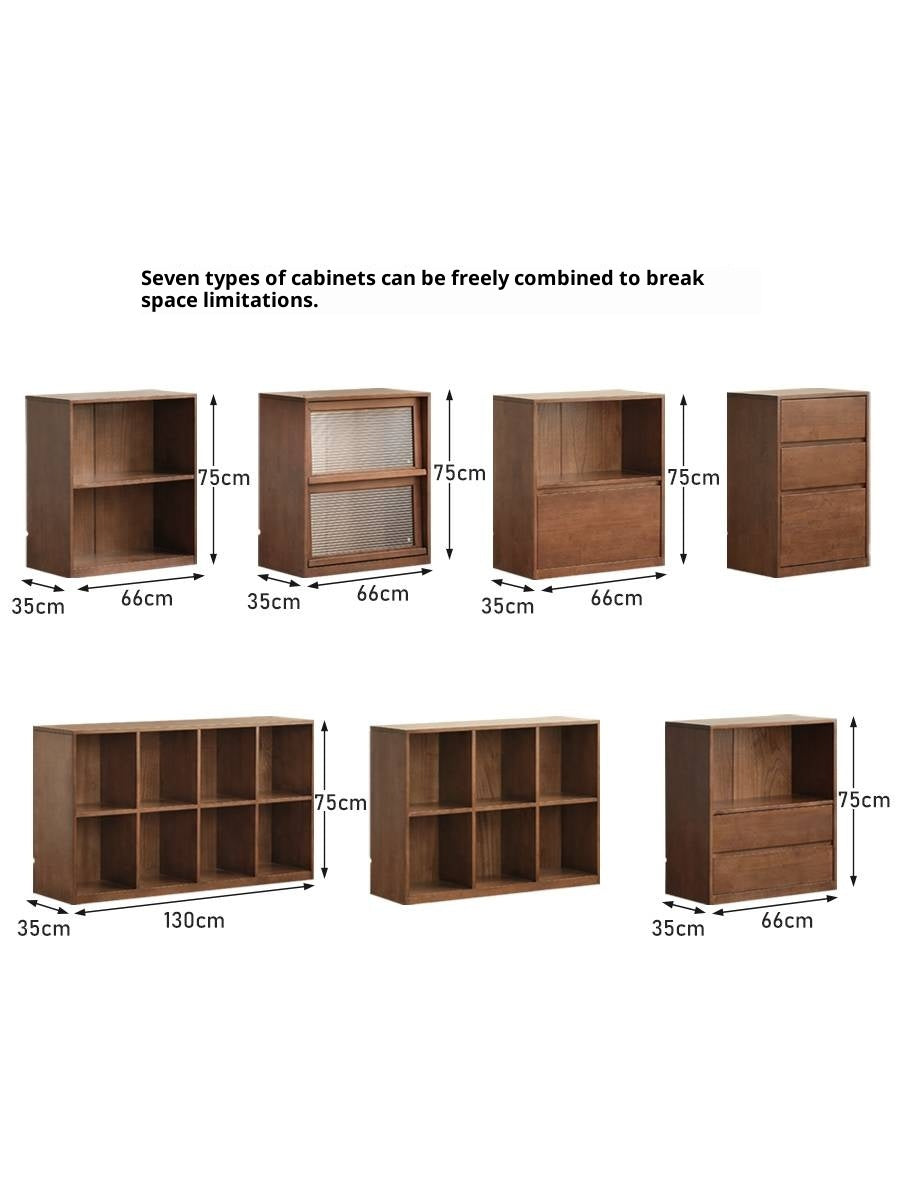 Solid Rubberwood Wall-Mounted Combination Bookcase