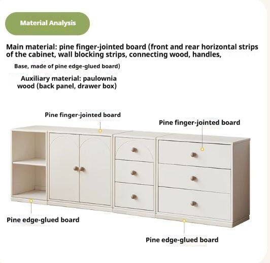 Pine Solid Wood Cream Style Kids Dresser And Cabinet