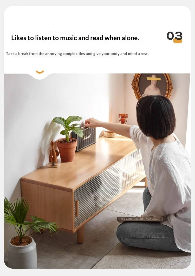 Beech Solid Wood TV Storage Cabinet.