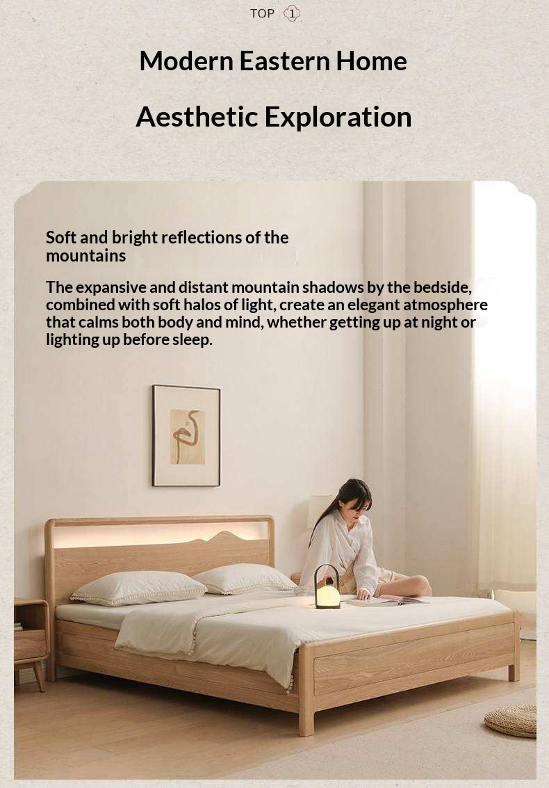 Ash Solid Wood Box Bed Modern Simple