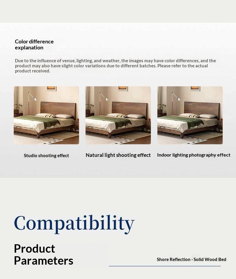 Black Walnut Solid Wood Platform Bed with Grooved Panel Headboard Accent