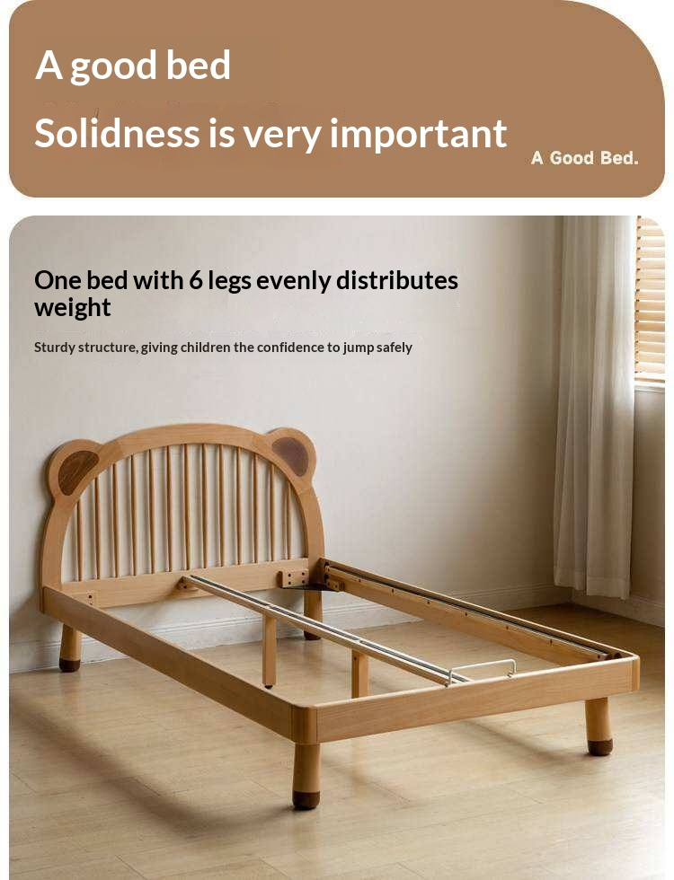 Beech Solid Wood Cartoon Bear Children's Bed