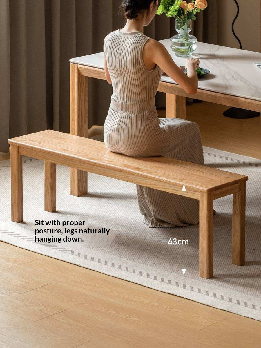Ash, Oak, Beech, Solid Rubberwood Wide Seat Bench