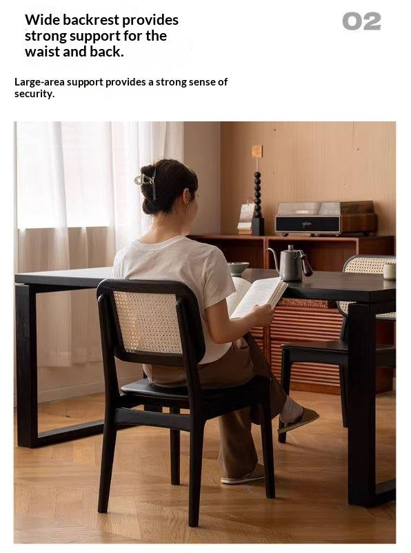 4 pcs Oak Solid Wood Back Rattan Dining Chair