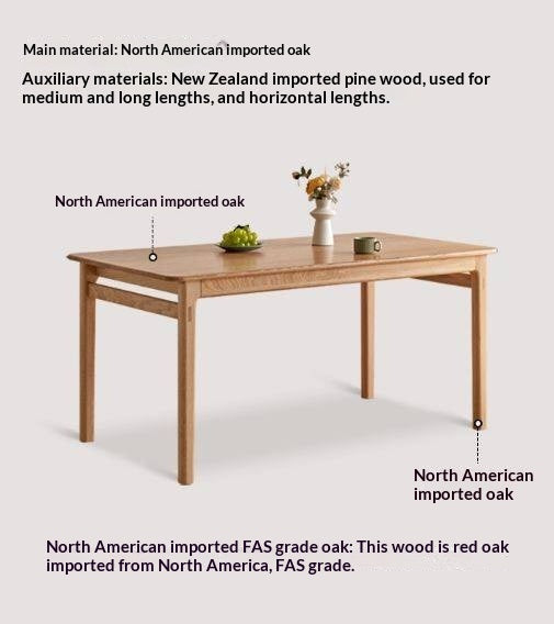 Oak Solid Wood Modern Minimalist Long Dining Table