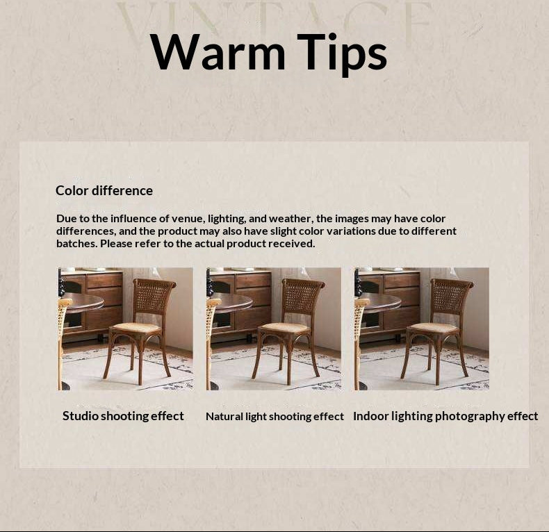 4 pcs -Oak Solid Wood Cane Back Dining Chair, Woven Rattan Side Chair