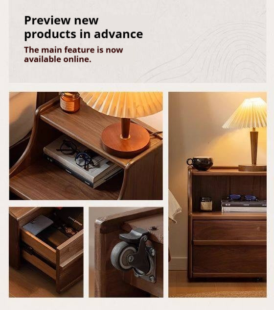 Black Walnut Solid Wood Italian Light Luxury Nightstand