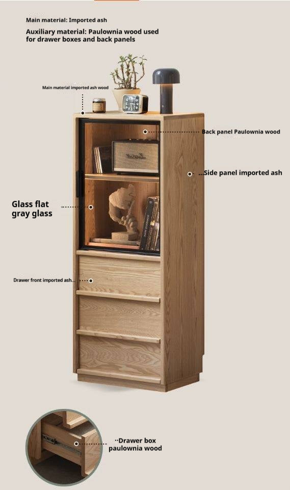 Ash, Oak Solid Wood Modern Side Cabinet