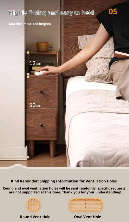 Black Walnut Solid Wood Retro Style Nightstand