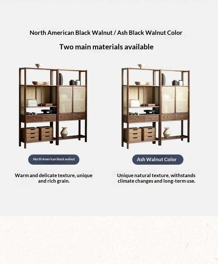 Black Walnut Solid Wood Bookshelf Display Cabinet Simple Bookcase