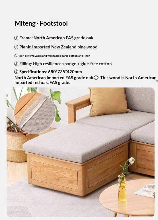 Ash, Oak, Black Walnut Solid Wood  Fabric Footstool