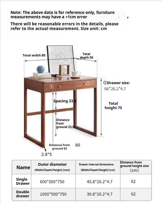 Oak Solid Wood Small Office Desk Walnut Color
