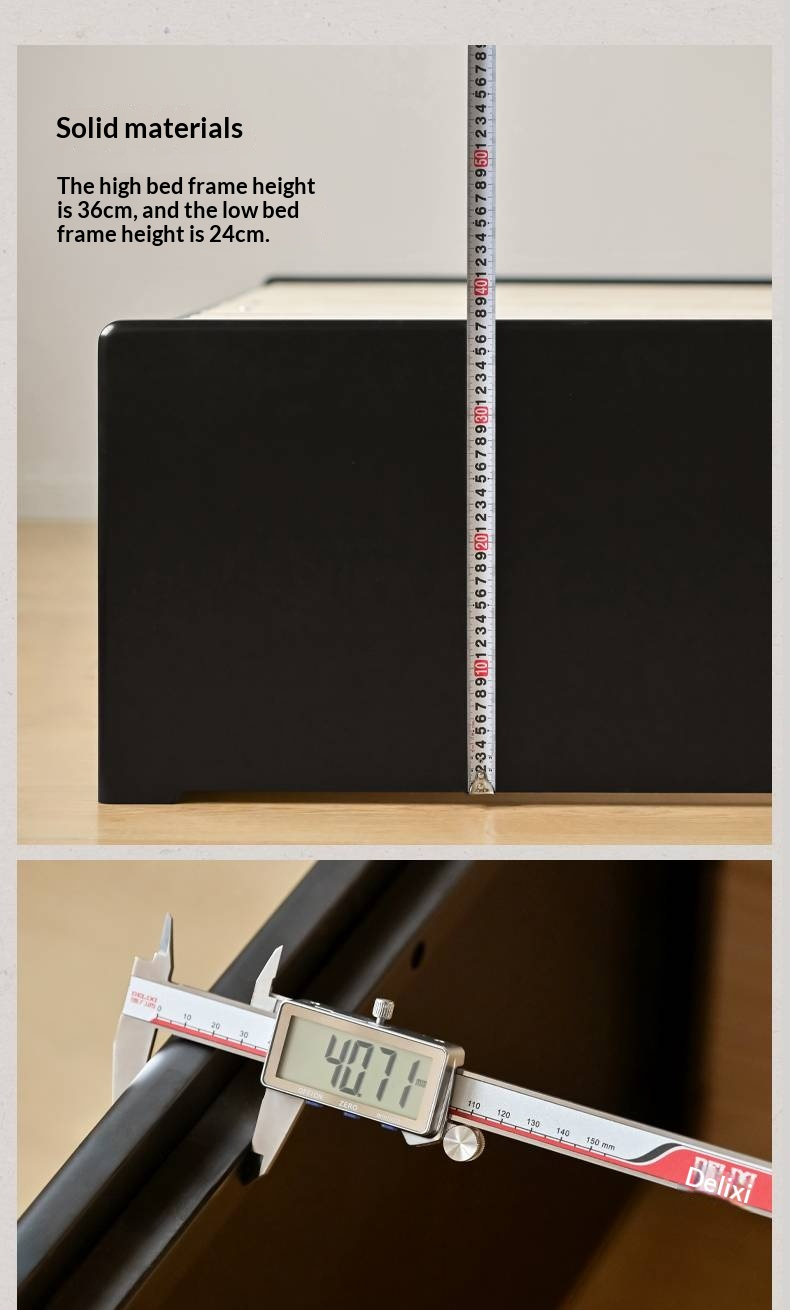 Rubberwood Solid Wood Platform Bed, Headboard-Free Box Bed, Modern Minimalist