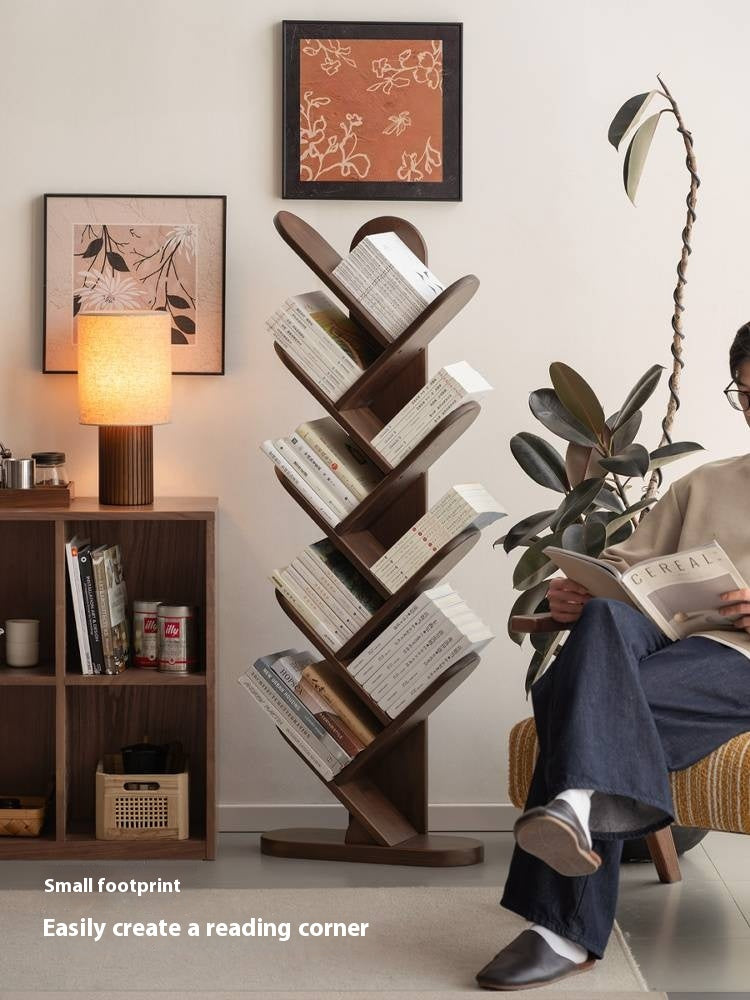 Black Walnut, South American Walnut Solid Wood Bookshelf Storage Rack