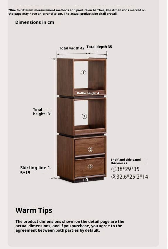 Black Walnut, Sandalwood Solid Wood Italian Light Luxury Bookshelf