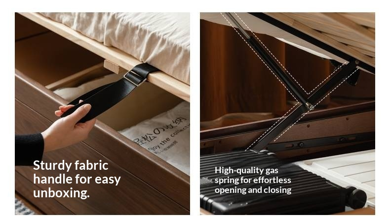 Black Walnut Solid Wood Box Bed — Luxury Genuine Leather Bed with Soft Backrest