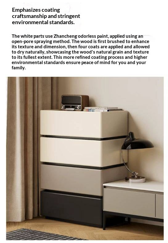 Oak, Ash Solid Wood, Solid RubberWood Light Luxury Side Cabinet