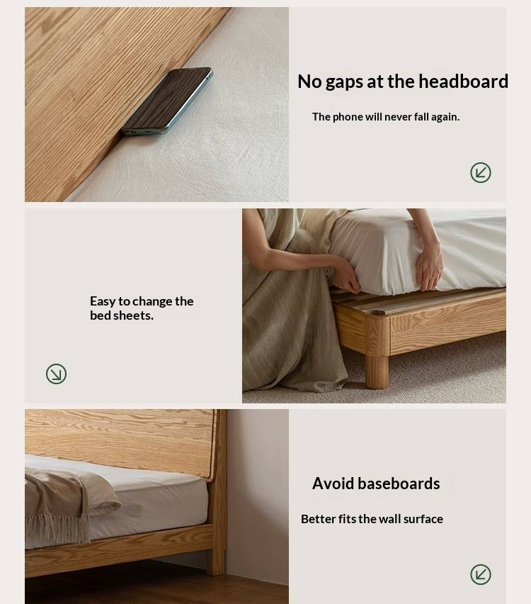 Oak Solid Wood Bed Modern Minimalist Large Bed