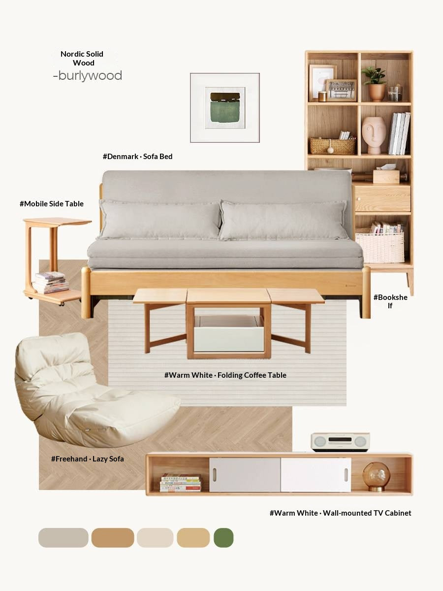 Oak Solid Wood Nordic Style Bookcase