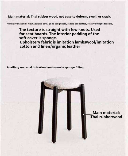 Solid Rubberwood Modern Stacking Stool