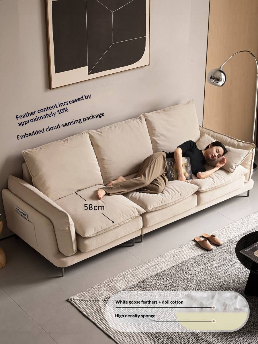 High-Back Modern Fabric Sofa with Scratch-Resistant Upholstery