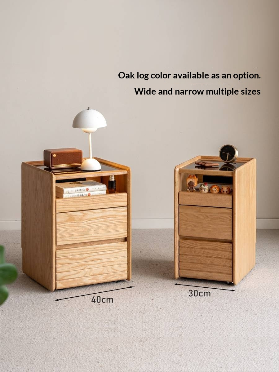 Oak Solid Wood Italian Light Luxury Nightstand