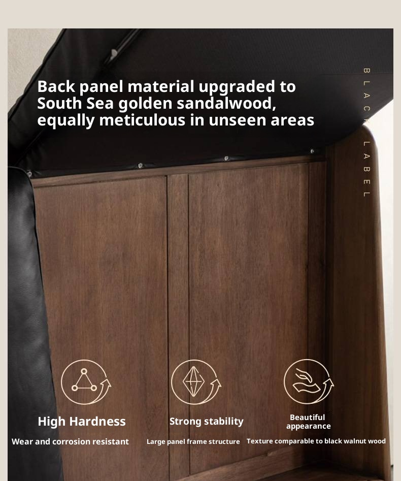 Black Walnut Solid Wood Italian Light Luxury Genuine Leather Soft Bed