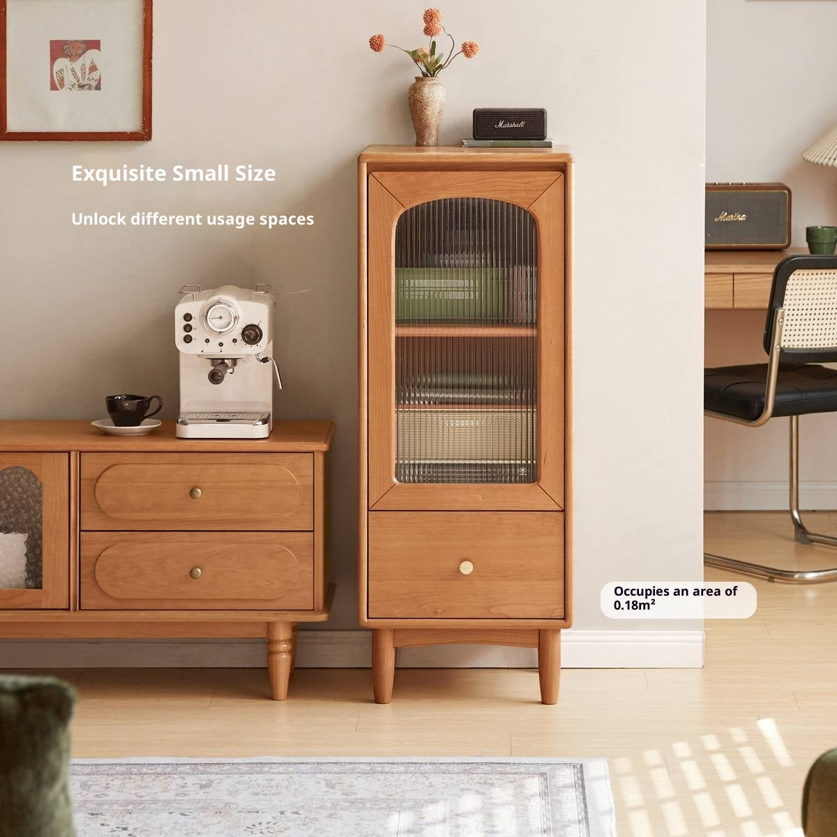 Cherry Solid Wood Vintage Style Side Cabinet