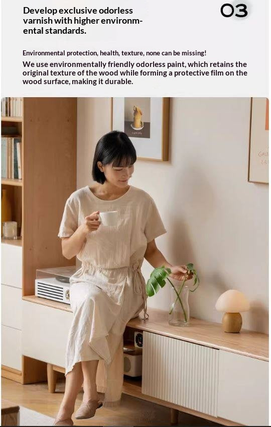 Oak Solid Wood Modern Storage TV Cabinet.