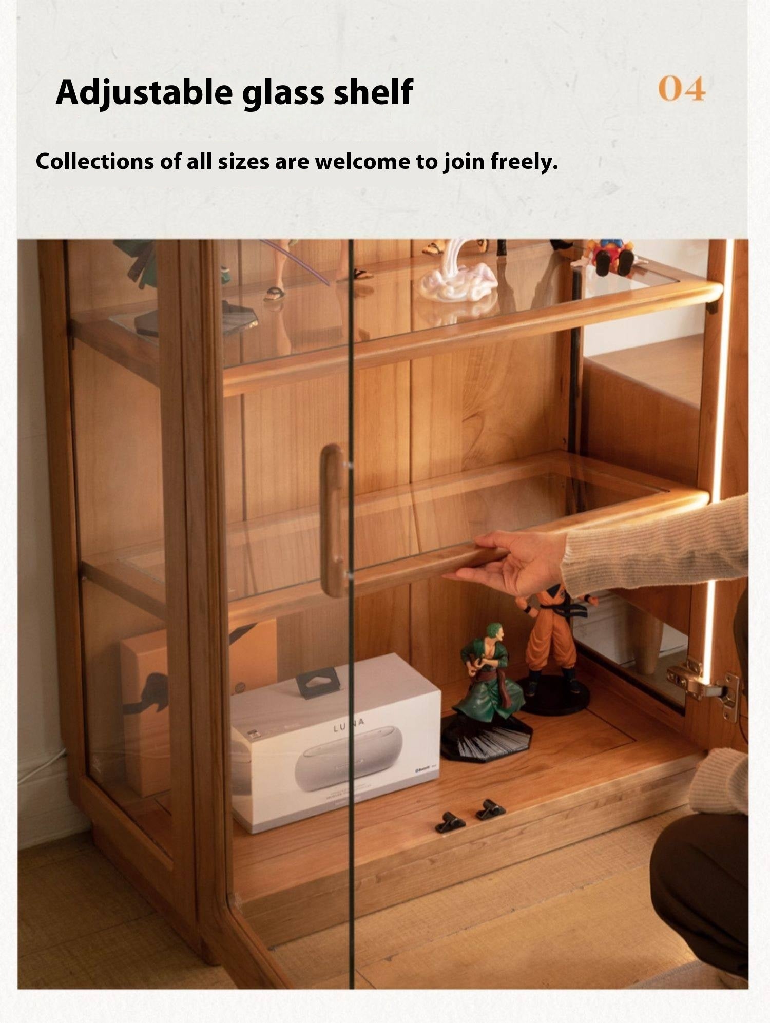 Cherry Solid Wood Retro Style With Light Side Cabinet