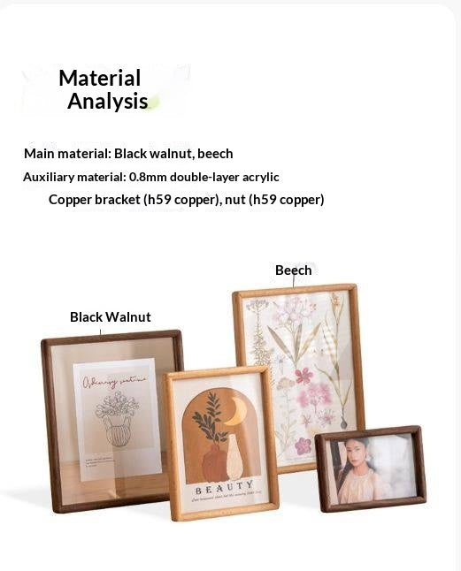 Black Walnut, Beech Solid Wood Photo Frame