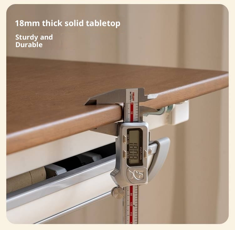 Solid Rubberwood Children s Hand-cranked Height Adjustable Desk