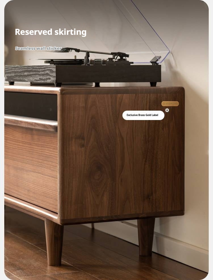 Black Walnut Solid Wood Modern TV Cabinet Locker Integrated.