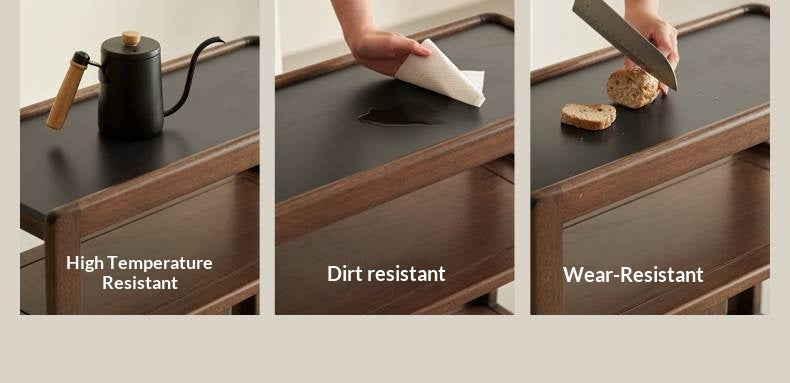 Sandalwood Solid Wood Italian Style Light Luxury Rock Board Side Table