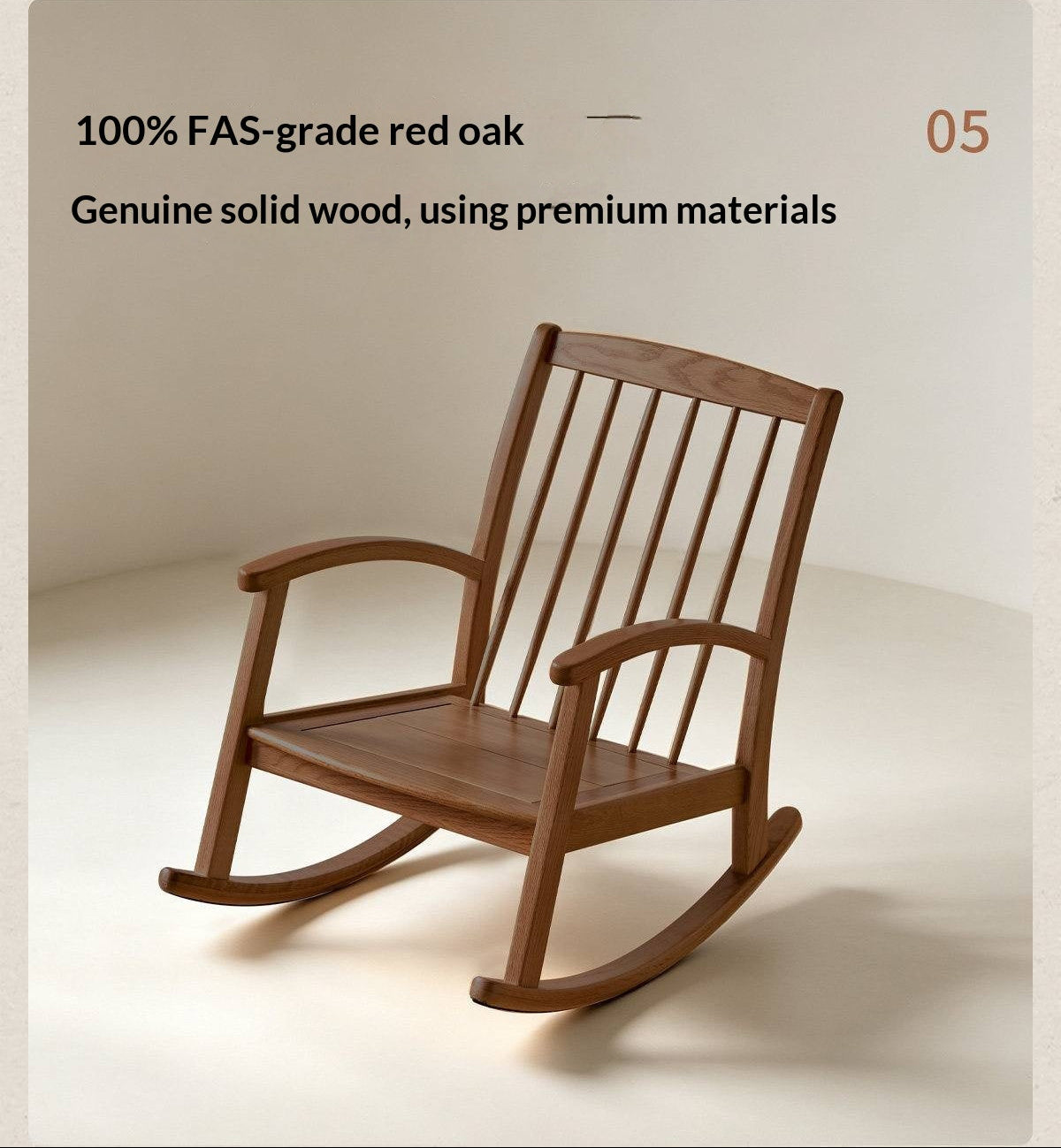 Oak Solid Wood Modern Rocking Lounge Chair