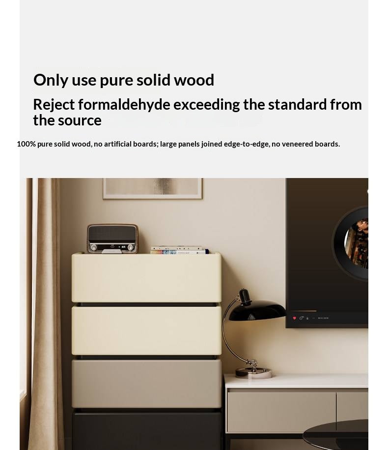 Oak, Ash Solid Wood, Solid RubberWood Light Luxury Side Cabinet