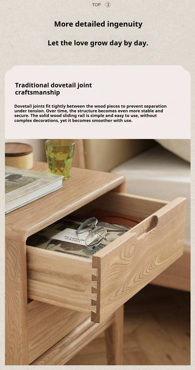 Ash Solid Wood Modern Nordic Style Nightstand