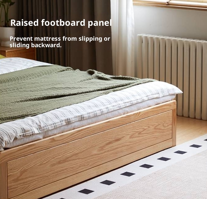 Oak Solid Wood Modern Minimalist Multifunctional with Light Box Bed