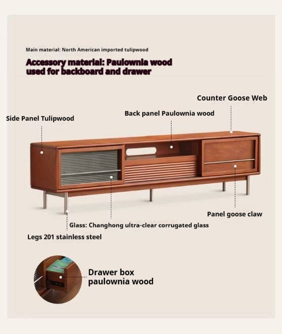 Tulipwood Solid Wood Bauhaus Style TV Cabinet