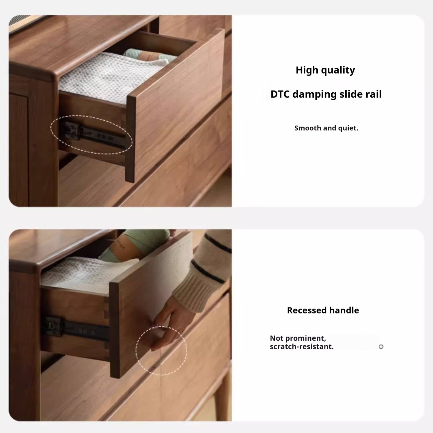 Black Walnut, Ash Solid Wood Chest of Drawers