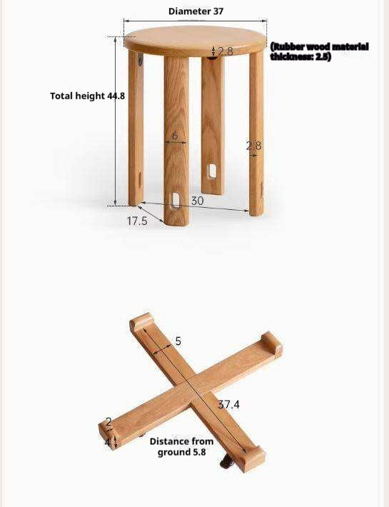 4 pcs Black Walnut, Ash, Oak Solid Wood, Cherry, Solid RubberWood Stackable Dining Stool