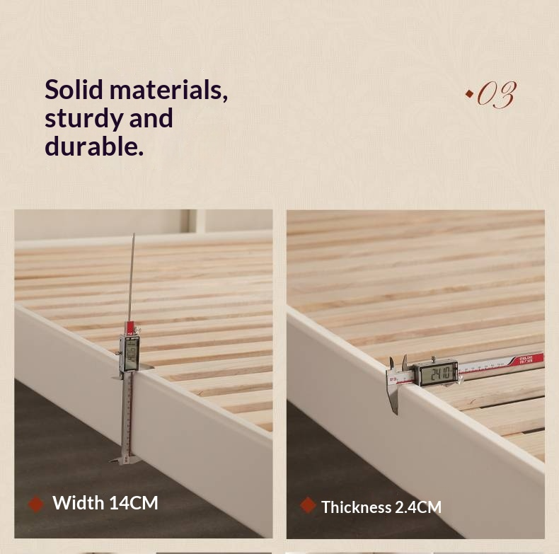 Rubberwood Solid Wood Bed American Retro Cream Style