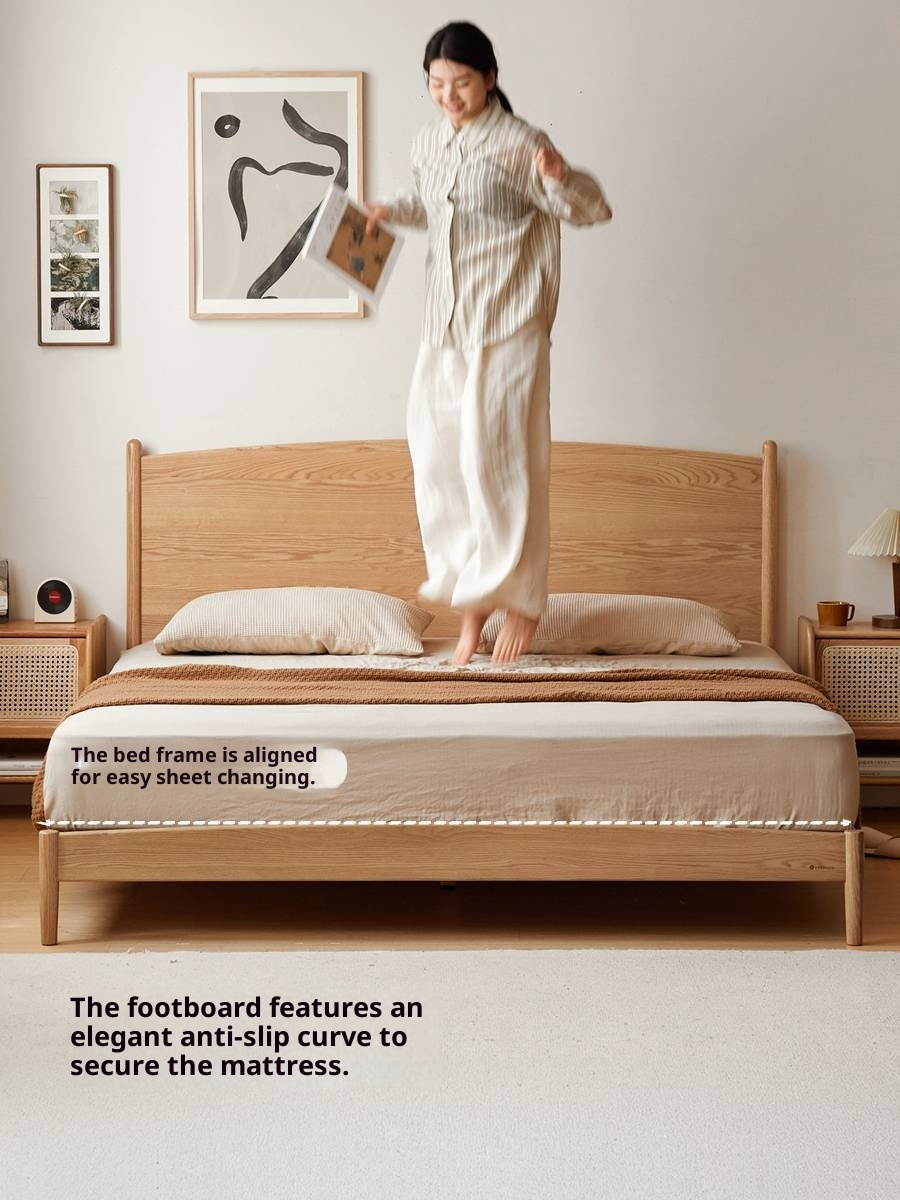 Oak Solid Wood Modern Simple Large Bed