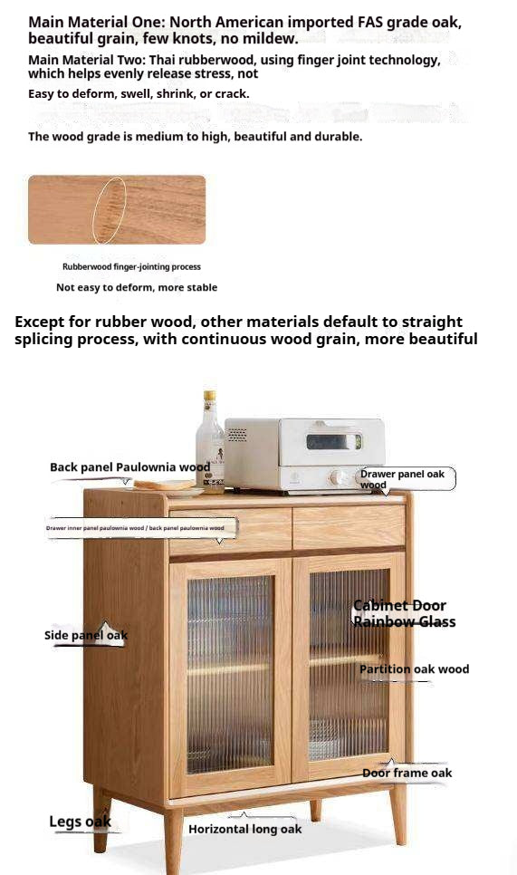 Oak Solid Wood, Solid RubberWood Nordic Modern Sideboard