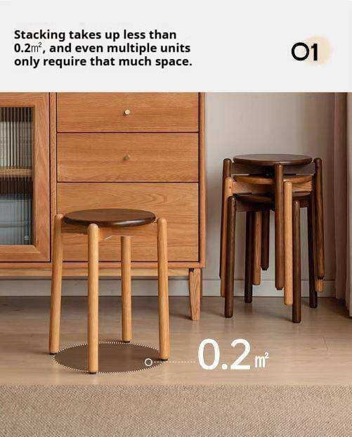 Black Walnut, White Ash, Oak, Cherry, Sandalwood Solid Wood, Solid RubberWood Stackable Small Stool